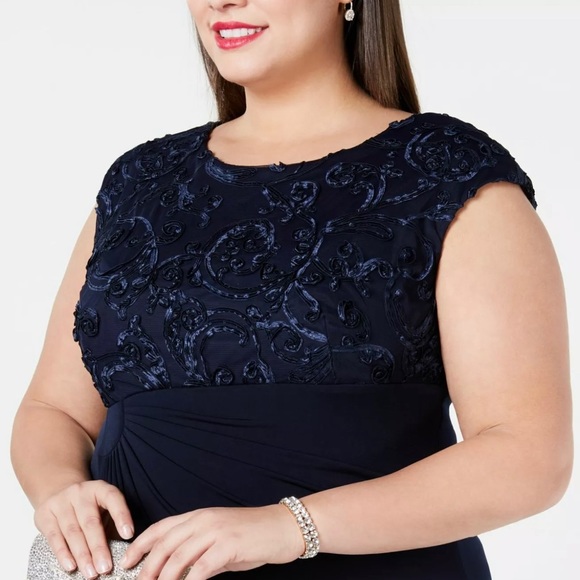 Women’s Formal Dress Plus Sizes 14W 18W 22W Navy Blue Connected Apparel Evening - Picture 4 of 5